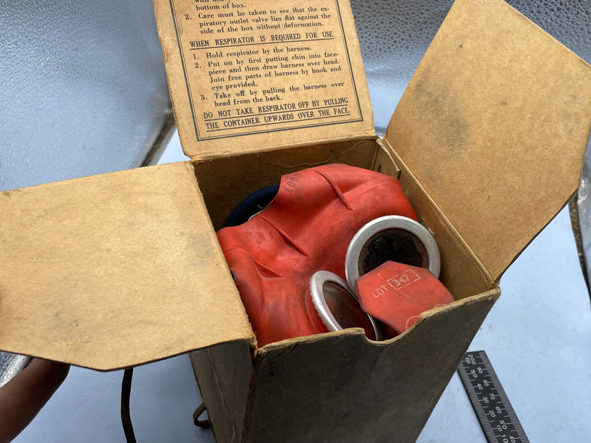 Original WW2 British Home Front Childs Mickey Mouse Gas Mask in the original cardboard box. - The Militaria Shop