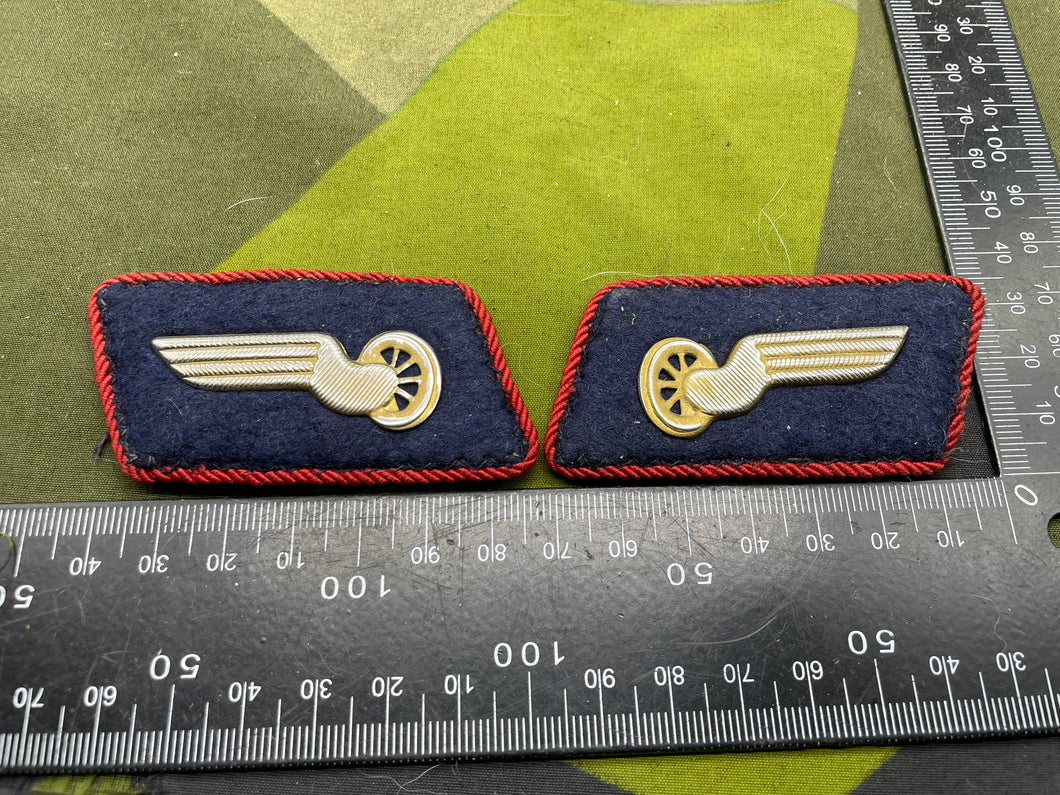 Pair of WW2 German Railway Reichbahn Collar Badges