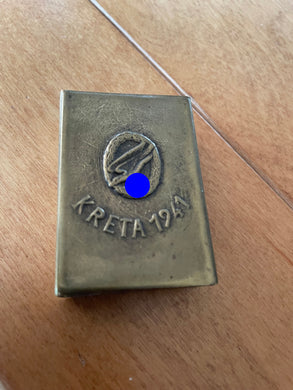 WW2 German Army Paratrooper's Souvenir Krete Match Box Cover 1941 