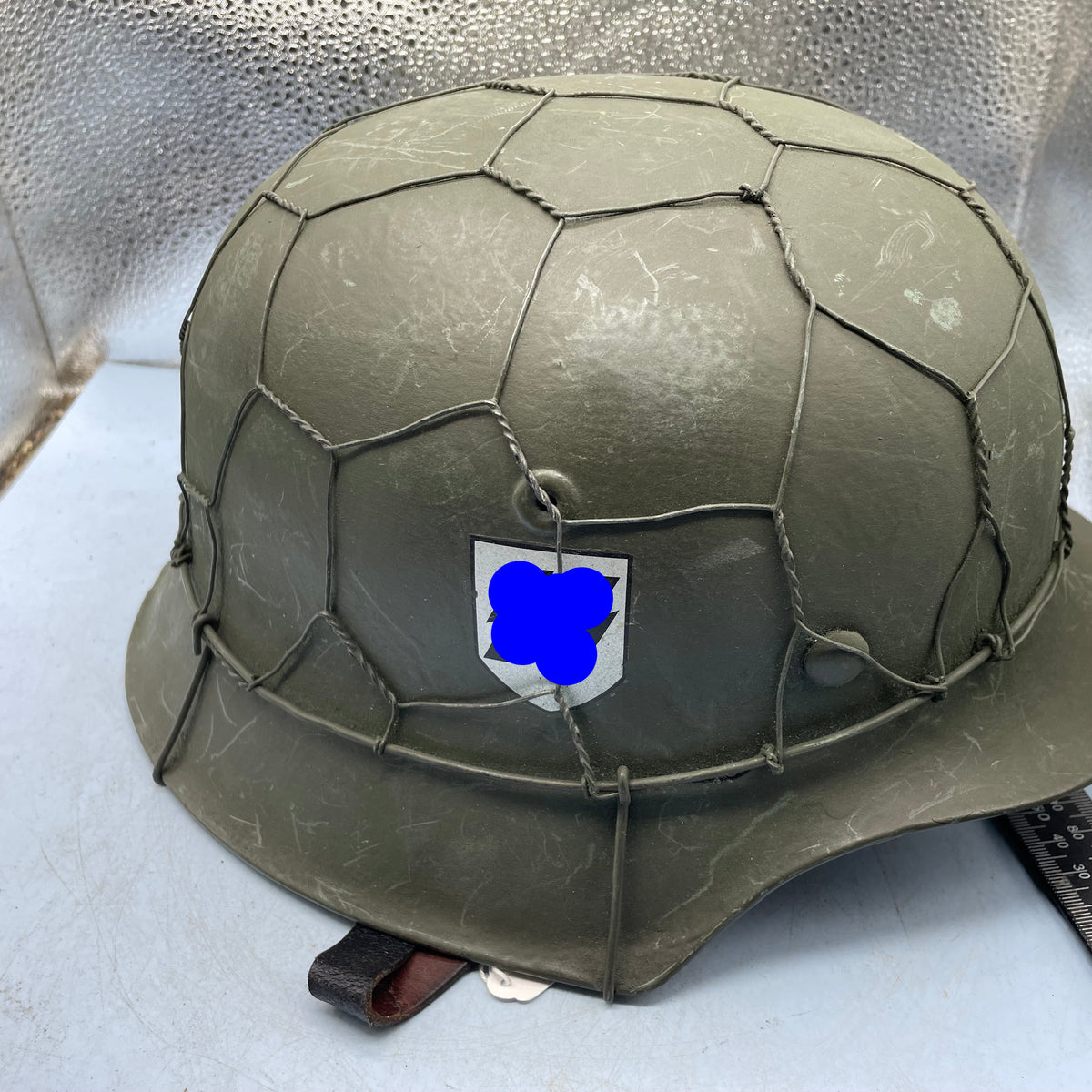 Reproduction WW2 German Double Decal SS Helmet with Chicken Wire - Siz ...