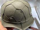 Reproduction WW2 German Double Decal SS Helmet with Chicken Wire - Size 68cm - The Militaria Shop