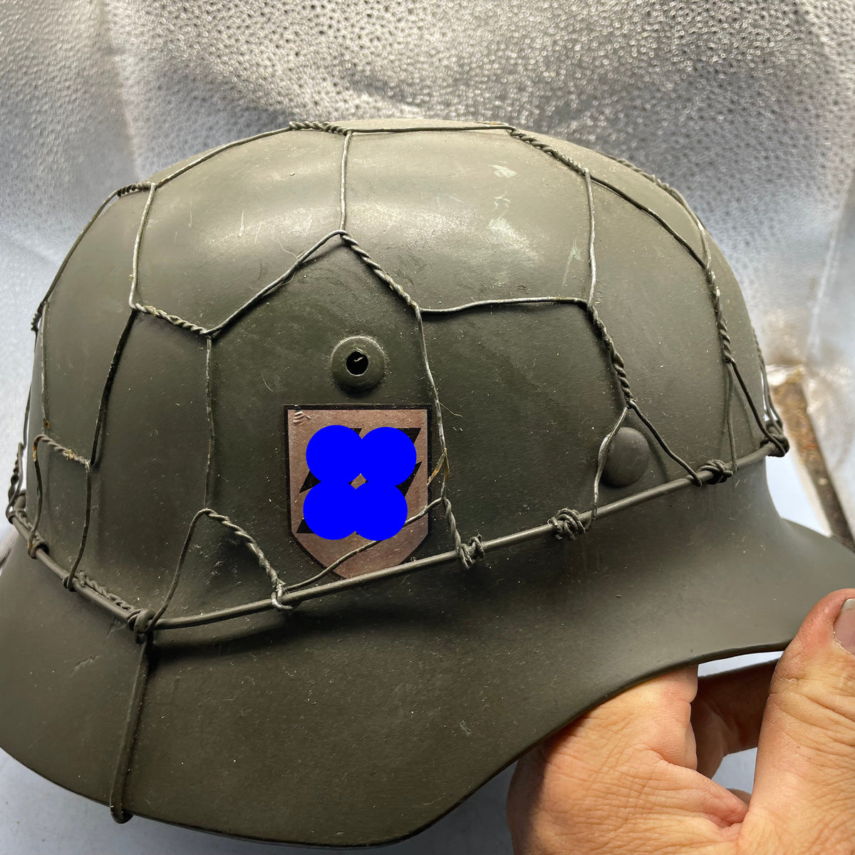 Reproduction WW2 German Double Decal SS Helmet with Chicken Wire – The ...