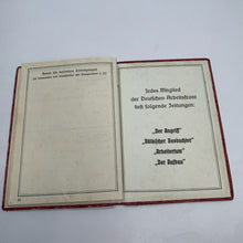 Lade das Bild in den Galerie-Viewer, Original WW2 German Army Labor Front (DAF) Mitgliedsbuch Work Book
