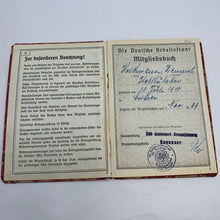 Lade das Bild in den Galerie-Viewer, Original WW2 German Army Labor Front (DAF) Mitgliedsbuch Work Book
