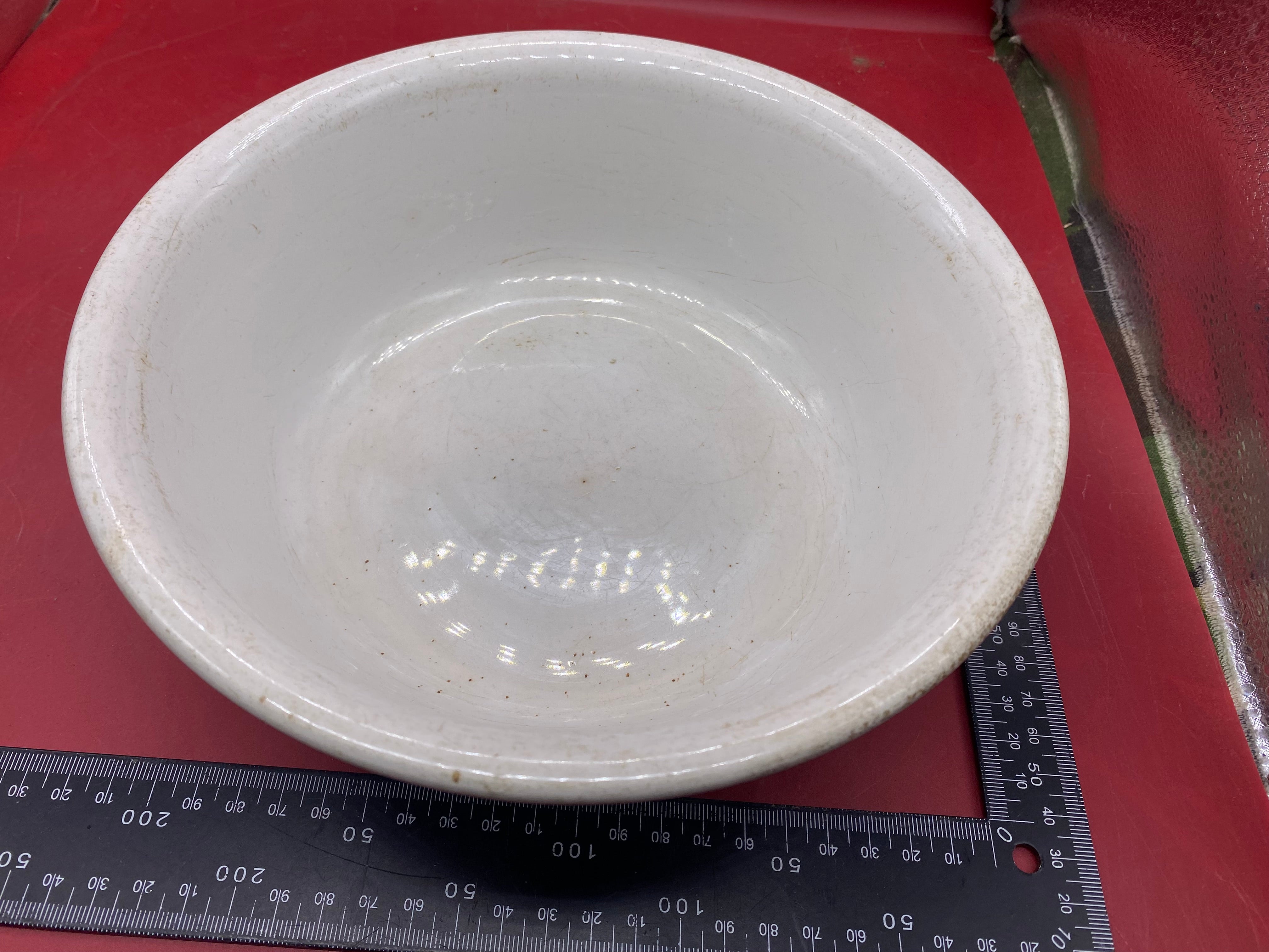 WW2 German Army Large Heavy White Porcelain Cooking Bowl. - The Militaria Shop
