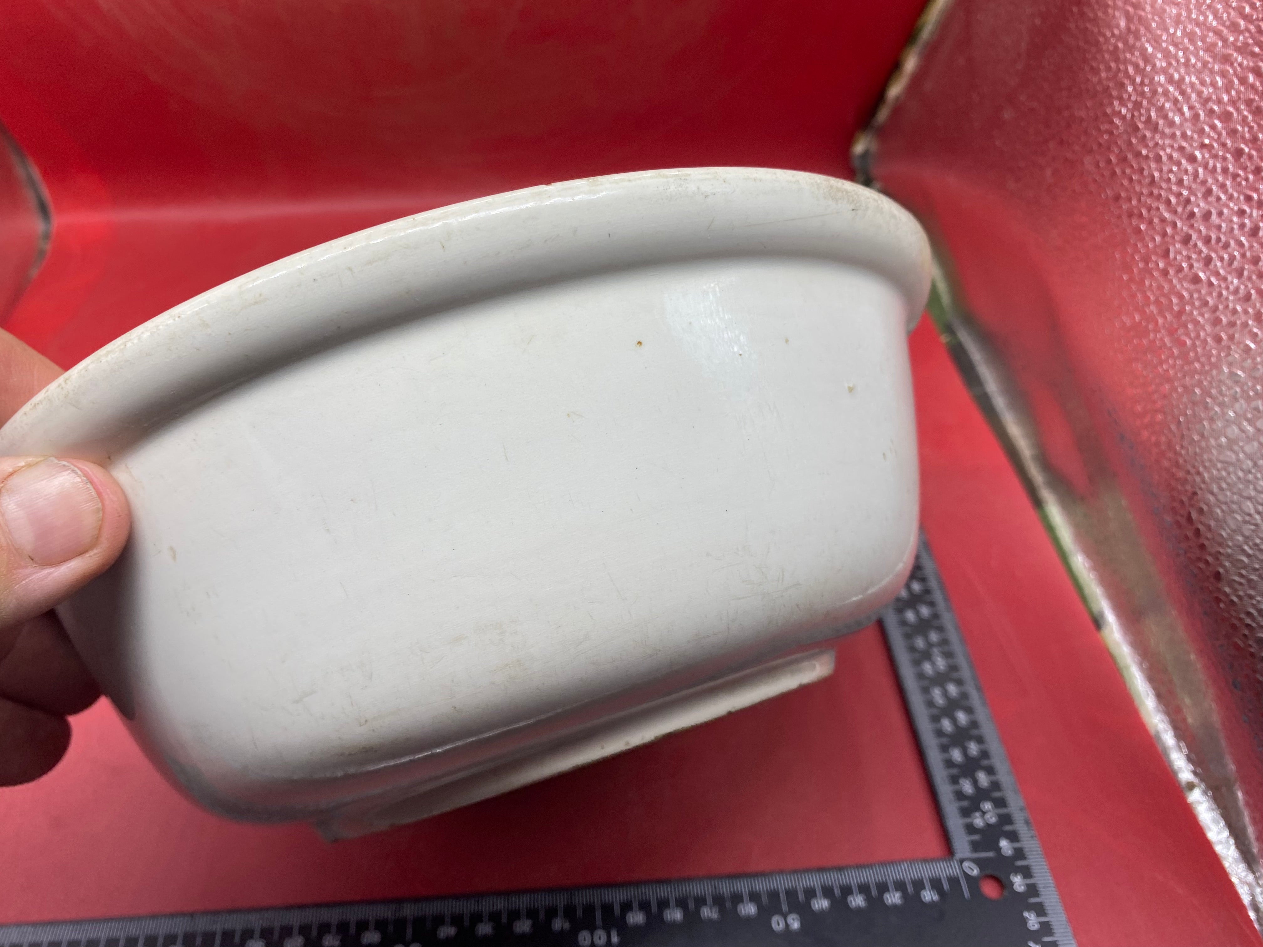 WW2 German Army Large Heavy White Porcelain Cooking Bowl. - The Militaria Shop