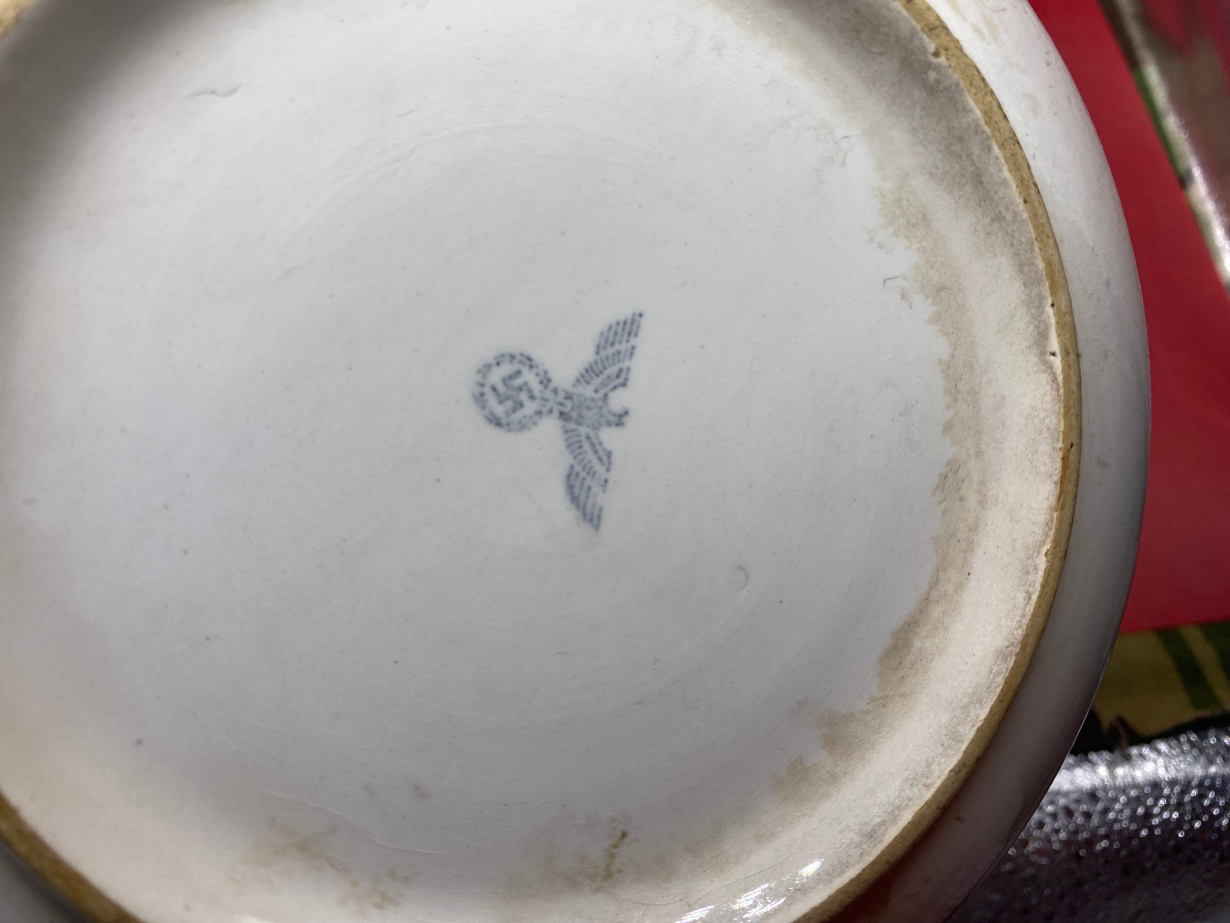 WW2 German Army Large Heavy White Porcelain Cooking Bowl. - The Militaria Shop