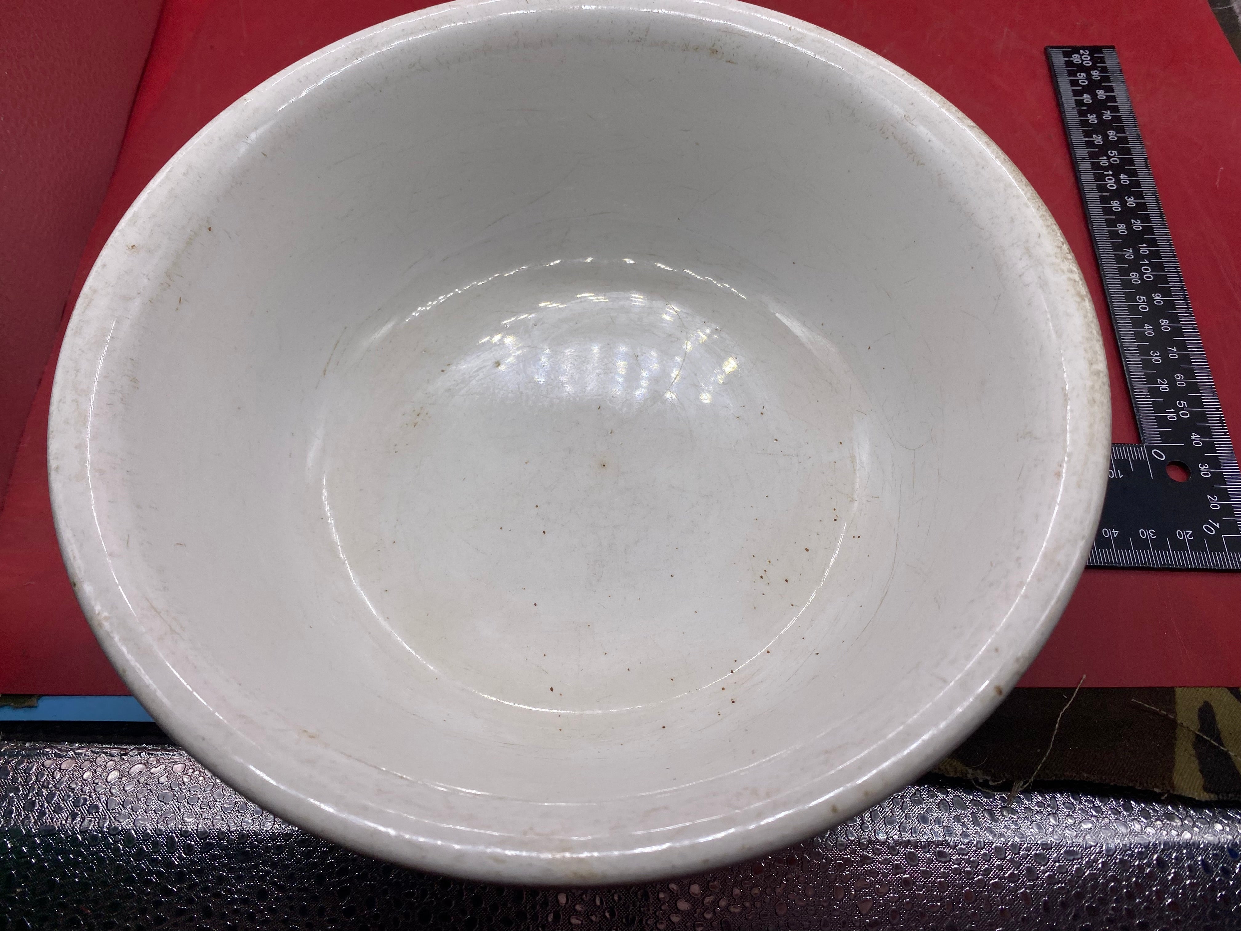 WW2 German Army Large Heavy White Porcelain Cooking Bowl. - The Militaria Shop