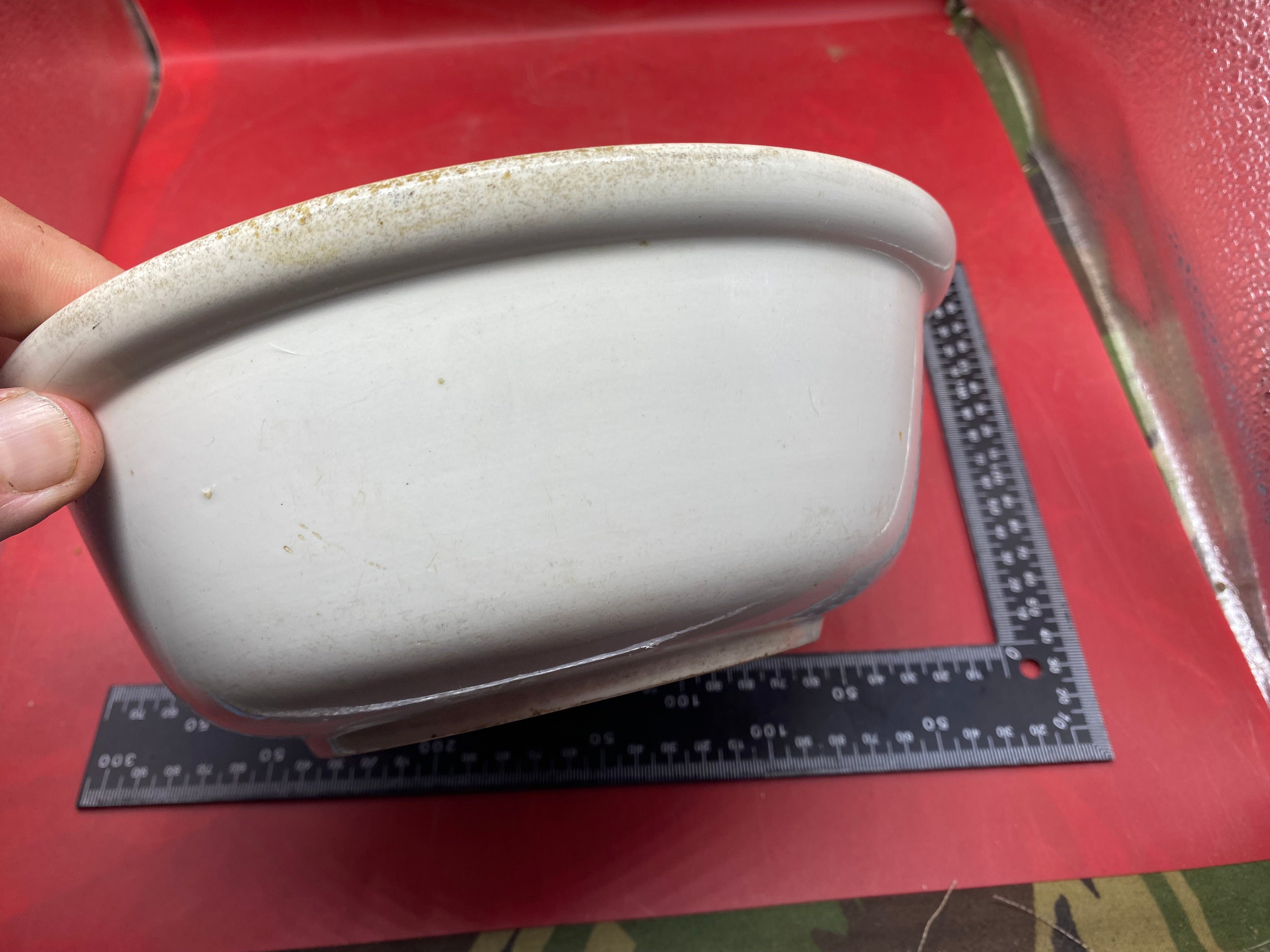 WW2 German Army Large Heavy White Porcelain Cooking Bowl. - The Militaria Shop