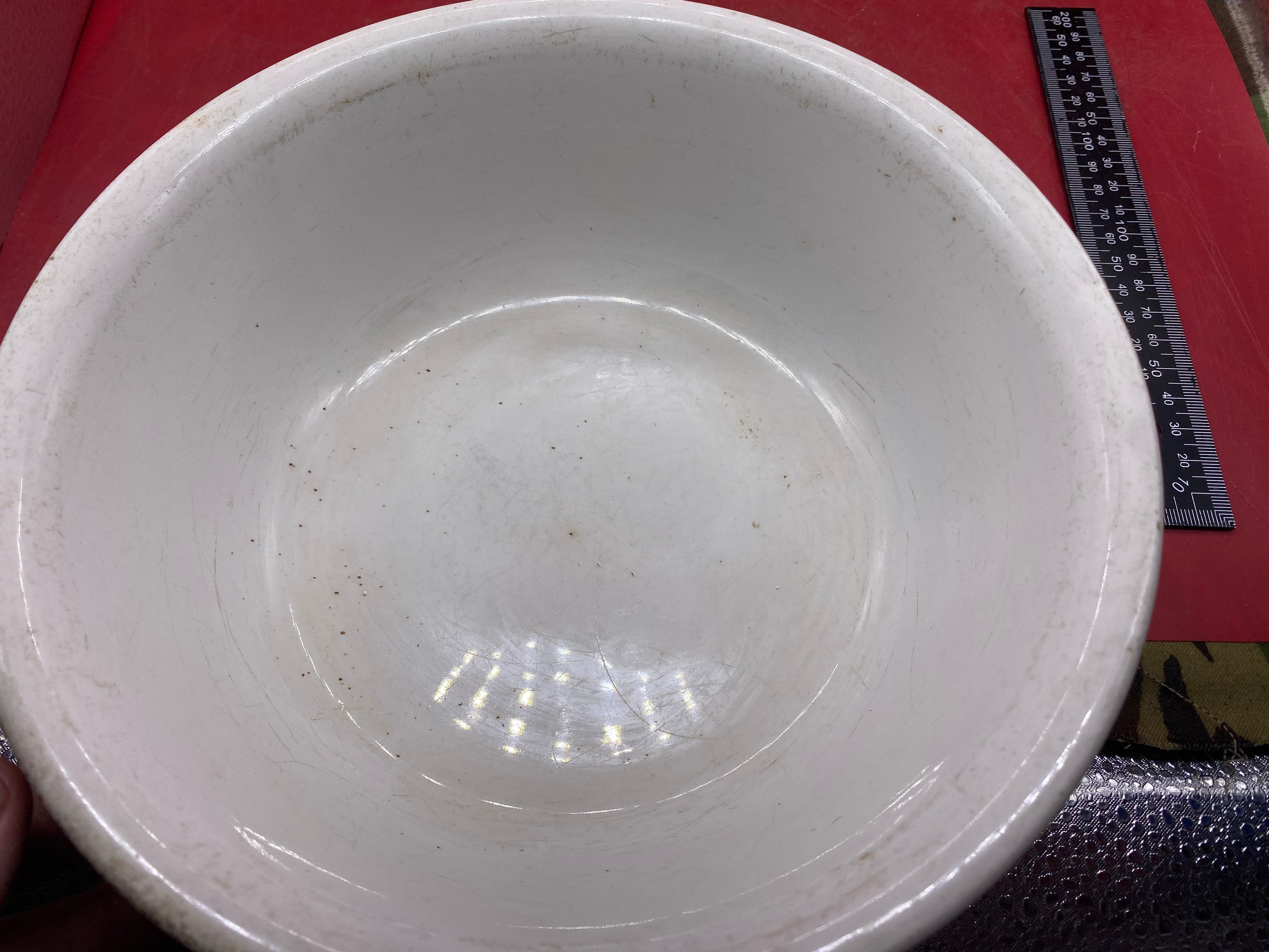 WW2 German Army Large Heavy White Porcelain Cooking Bowl. - The Militaria Shop