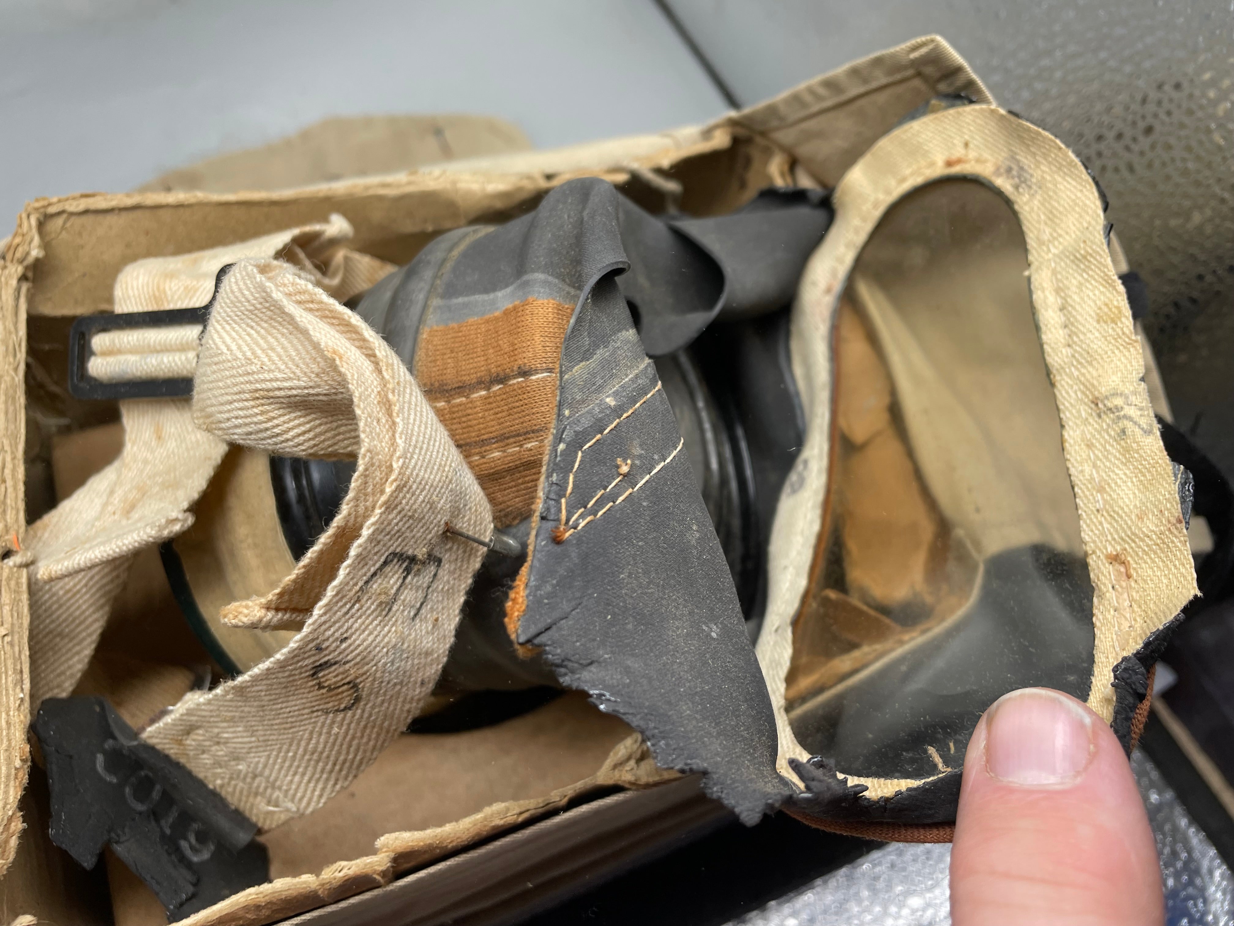Original British Civilian Gas Mask in Cardboard Carrying Box - The Militaria Shop
