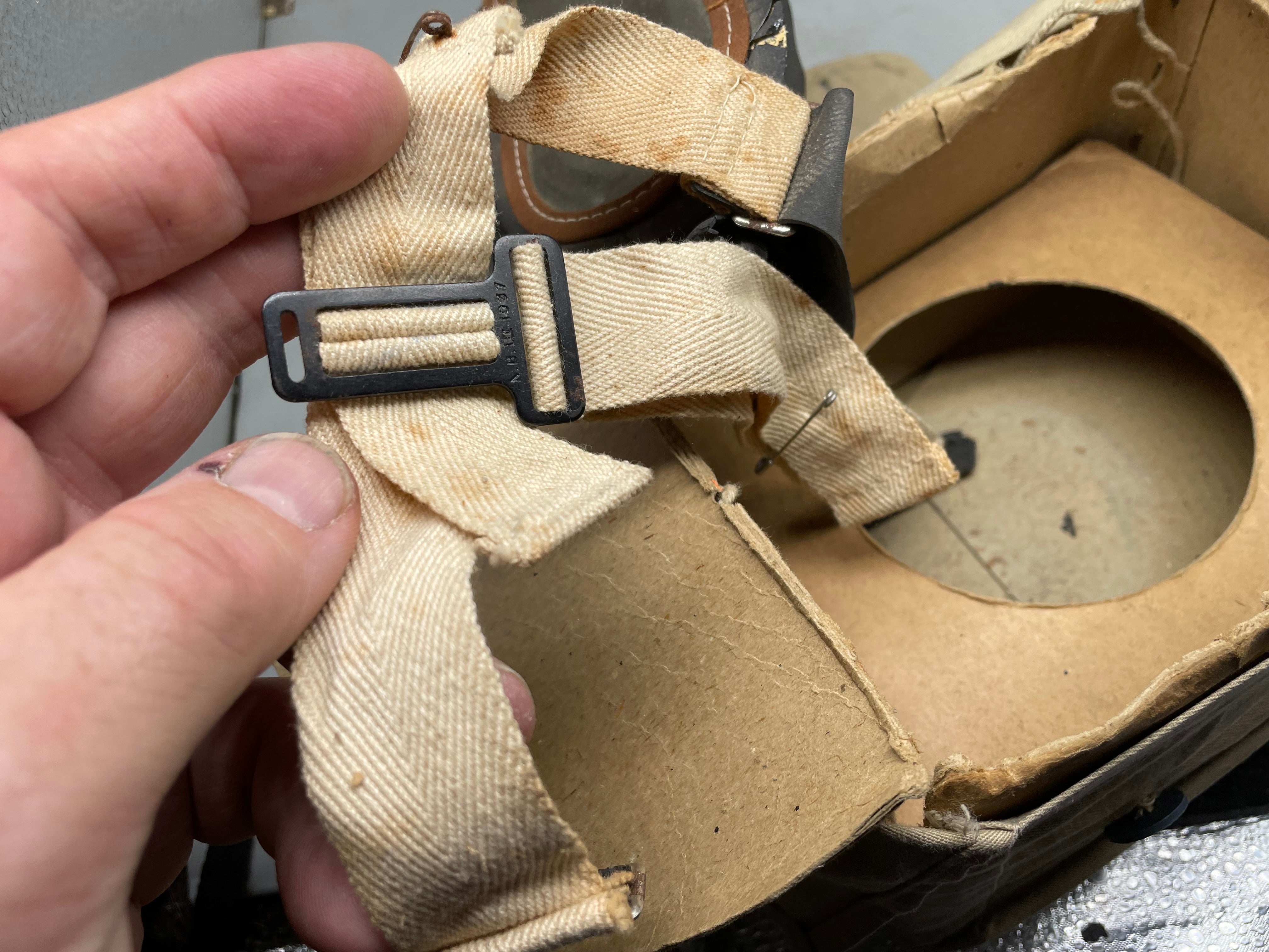 Original British Civilian Gas Mask in Cardboard Carrying Box - The Militaria Shop