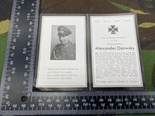 Load image into Gallery viewer, WW2 German Army Folding Death Notice / Card for Alexander Osowsky 1942
