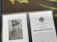 Load image into Gallery viewer, WW2 German Army Folding Death Notice / Card for Alexander Osowsky 1942
