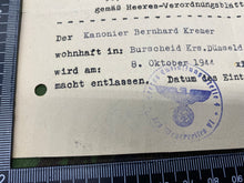 Charger l&#39;image dans la galerie, WW2 German Army Signed Paperwork with good stamp - 1941.
