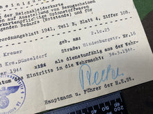 Charger l&#39;image dans la galerie, WW2 German Army Signed Paperwork with good stamp - 1941.
