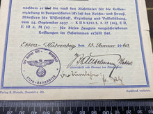 Charger l&#39;image dans la galerie, WW2 German Army Signed Swimming Paperwork with signature and good stamp - 1940.
