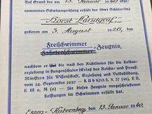 Load image into Gallery viewer, WW2 German Army Signed Swimming Paperwork with signature and good stamp - 1940.
