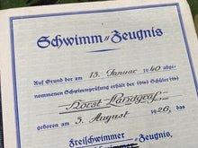 Lade das Bild in den Galerie-Viewer, WW2 German Army Signed Swimming Paperwork with signature and good stamp - 1940.

