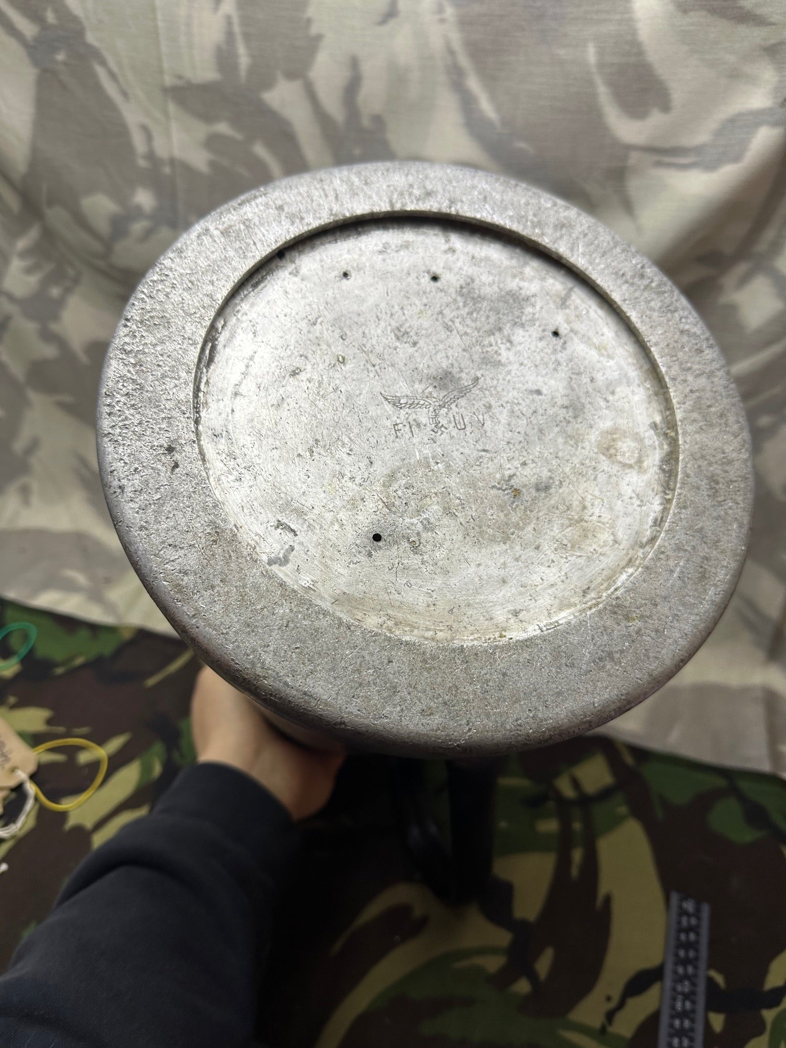 Original WW2 German Luftwaffe F.L.U.V Alloy Water Jug 1940 Dated - The Militaria Shop