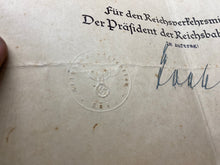 Lade das Bild in den Galerie-Viewer, 2nd Original WW2 German Railway Award Certificate issued to a Railway Assistant.
