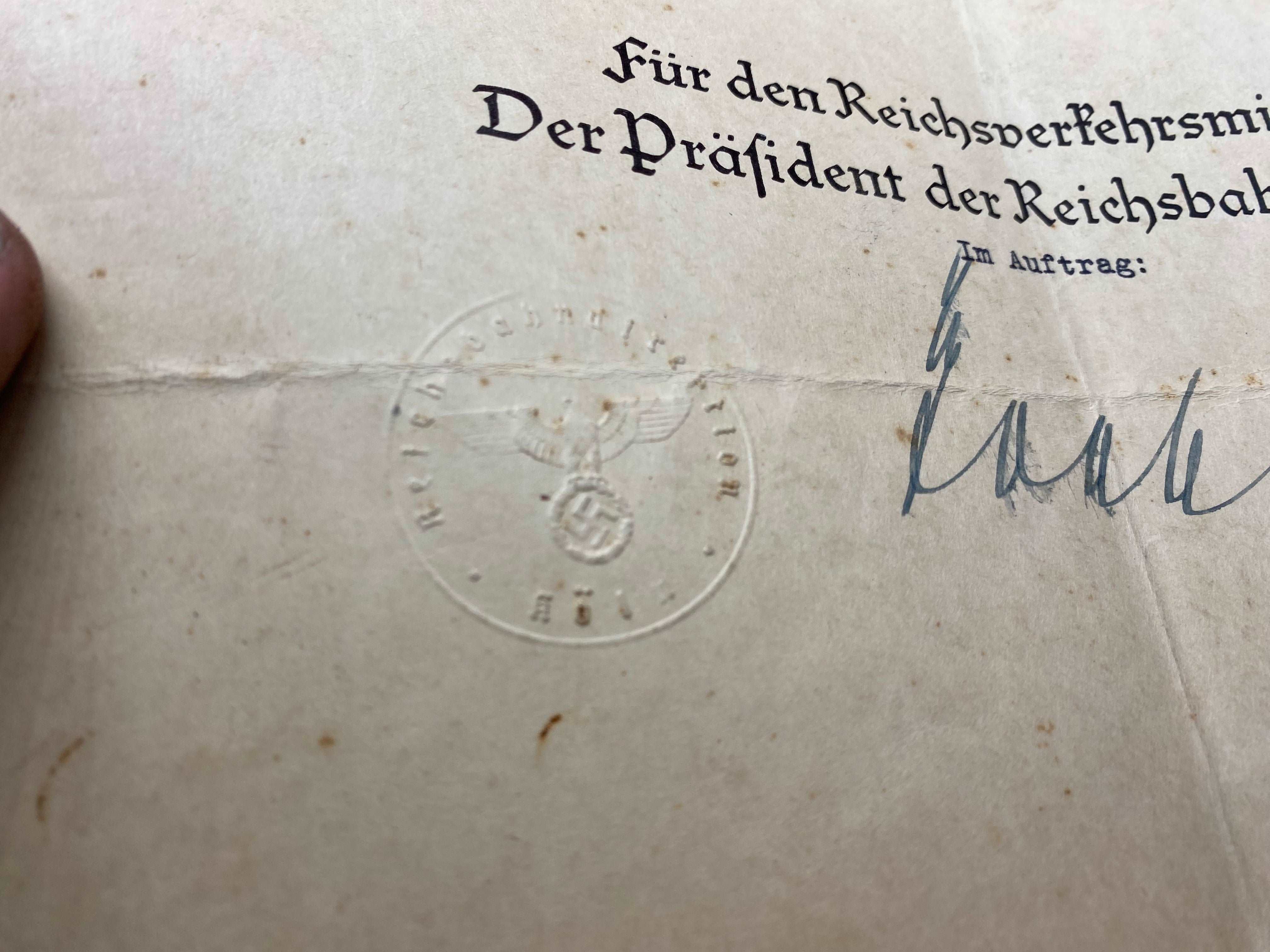 2nd Original WW2 German Railway Award Certificate issued to a Railway Assistant. - The Militaria Shop