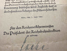 2nd Original WW2 German Railway Award Certificate issued to a Railway Assistant. - The Militaria Shop