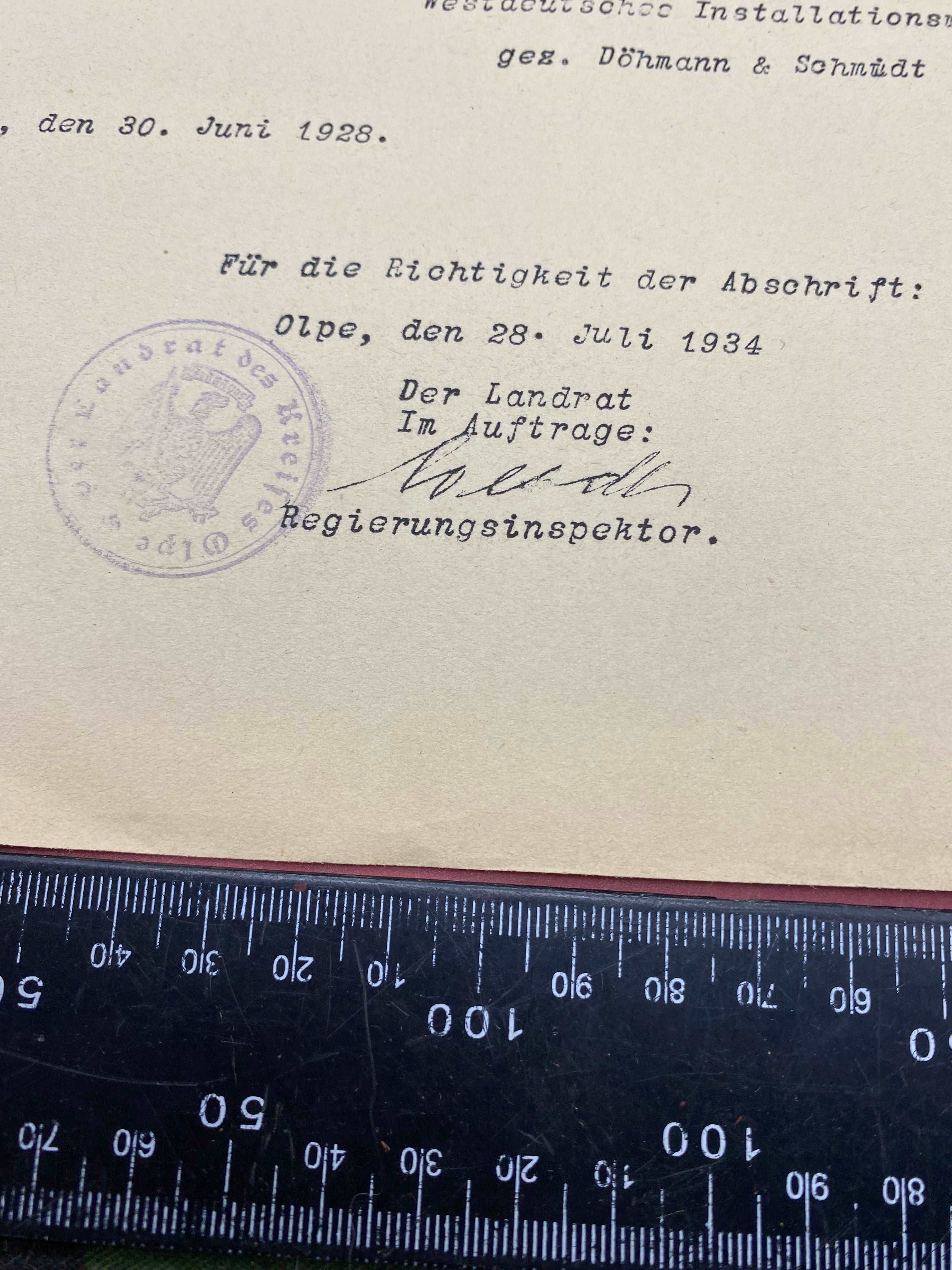 1928 Dated German Engineering Letter with nice Rubber Stamp. - The Militaria Shop