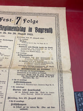 Charger l&#39;image dans la galerie, 1922 Dated German Army Regimental Festival in Bayreuth - Leaflet / Poster.
