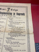 1922 Dated German Army Regimental Festival in Bayreuth - Leaflet / Poster. - The Militaria Shop