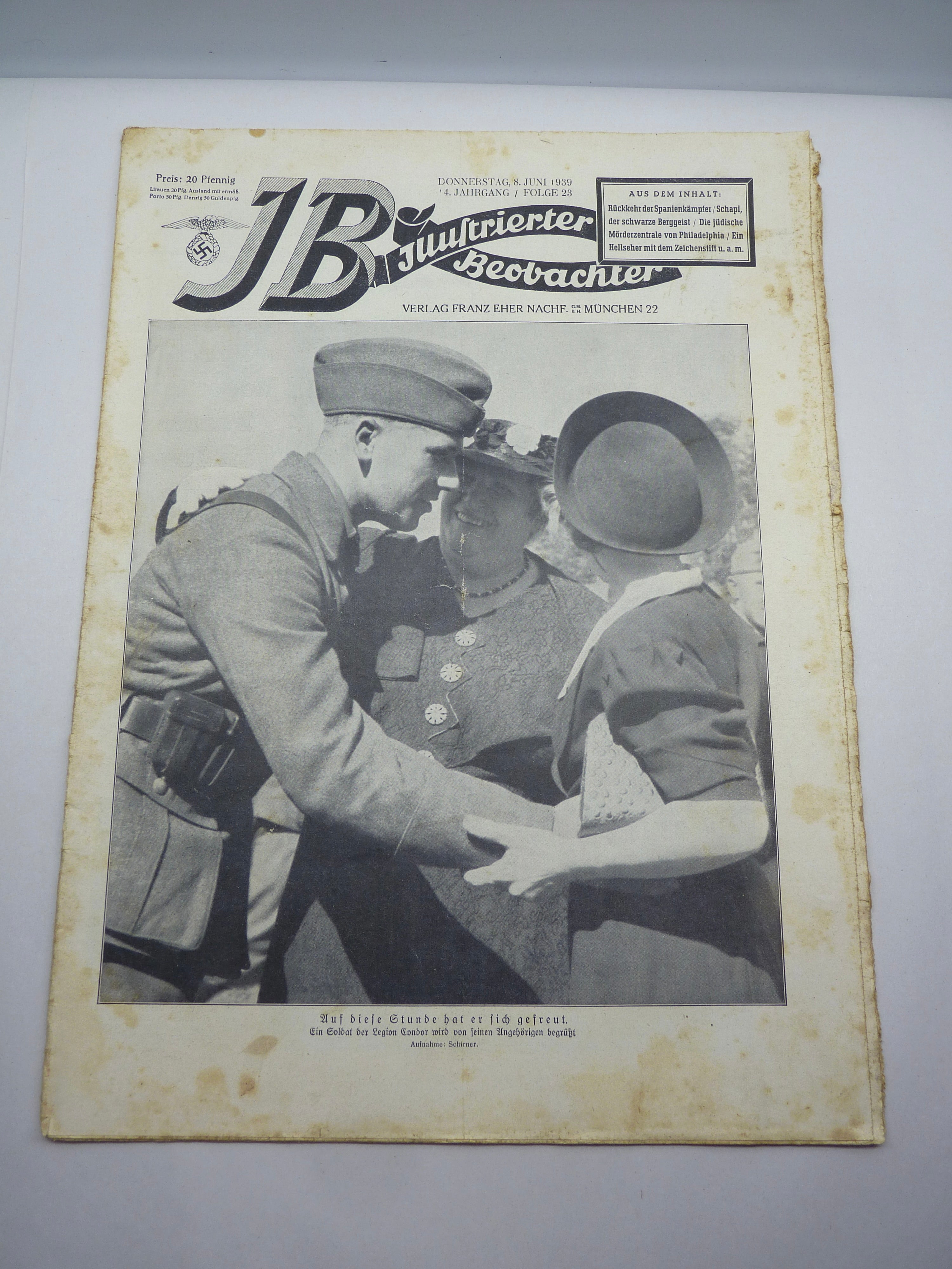 JB Juustrierter Beobachter NSDAP Magazine Original WW2 German - 8th June 1939 - The Militaria Shop