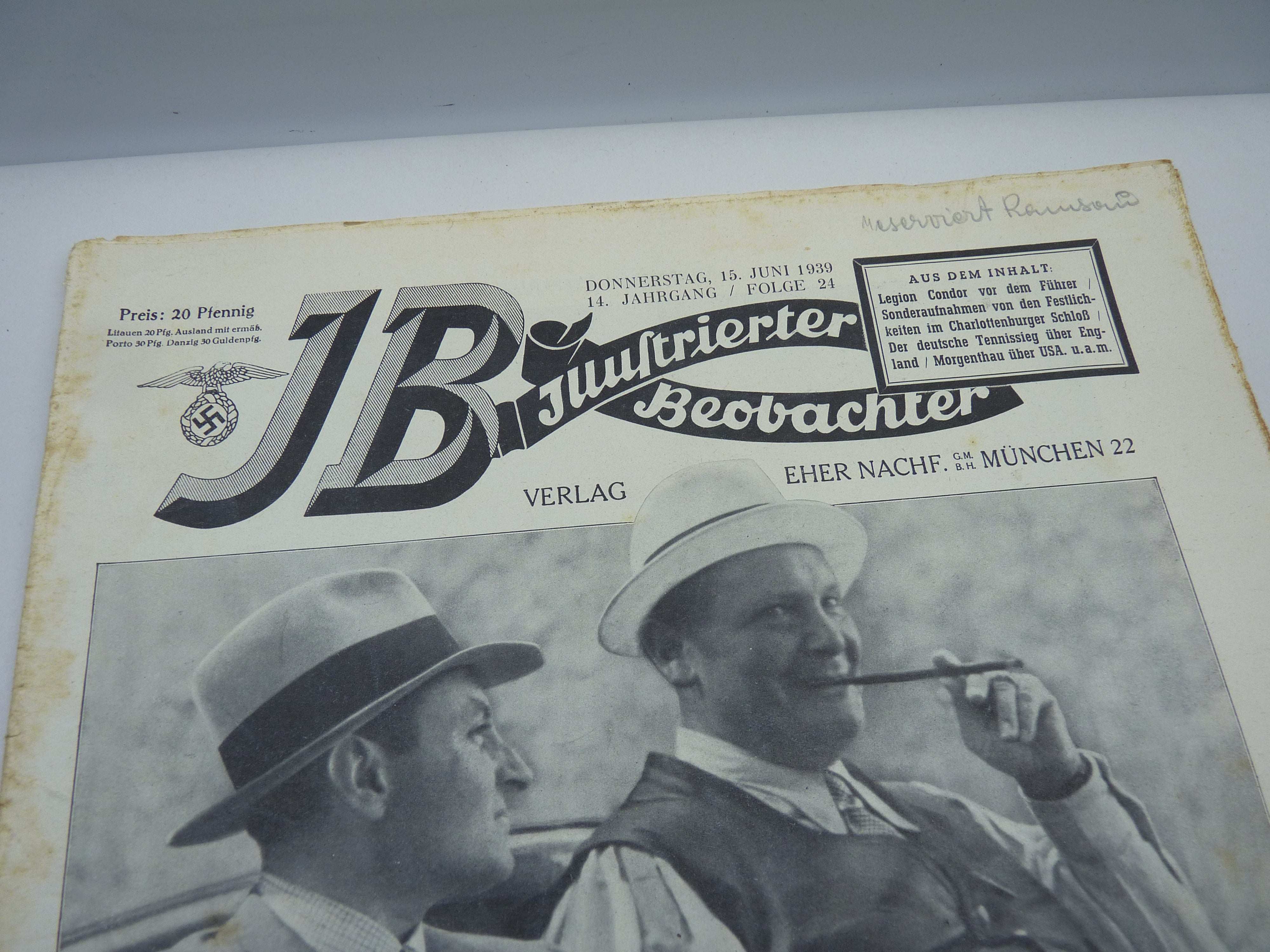 JB Juustrierter Beobachter NSDAP Magazine Original WW2 German - 15th June 1939 - The Militaria Shop