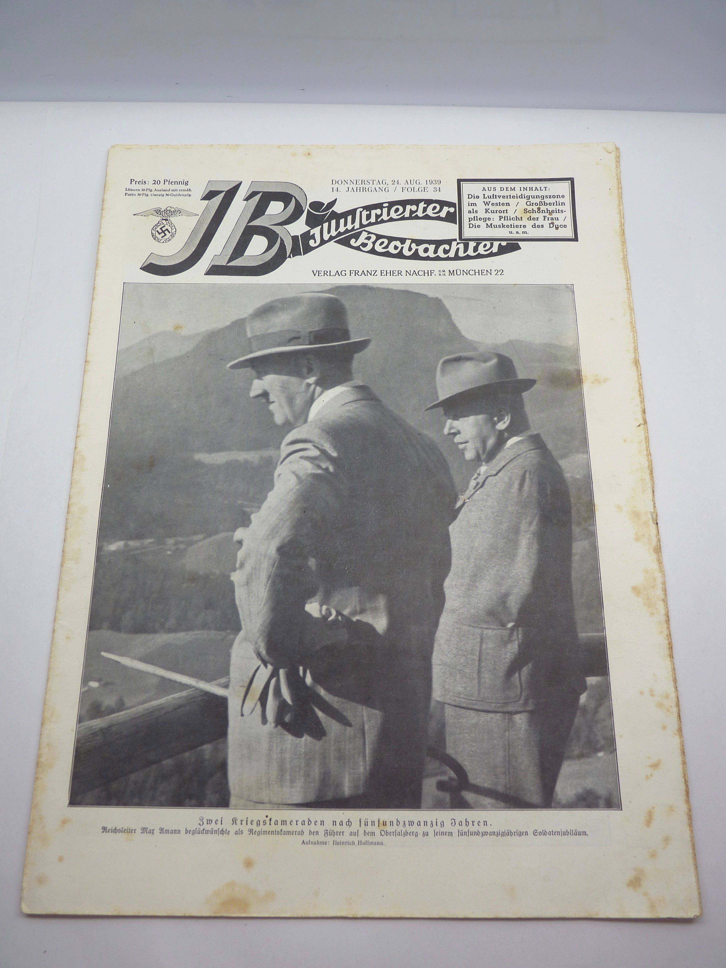 JB Juustrierter Beobachter NSDAP Magazine Original WW2 German - 24th August 1939 - The Militaria Shop