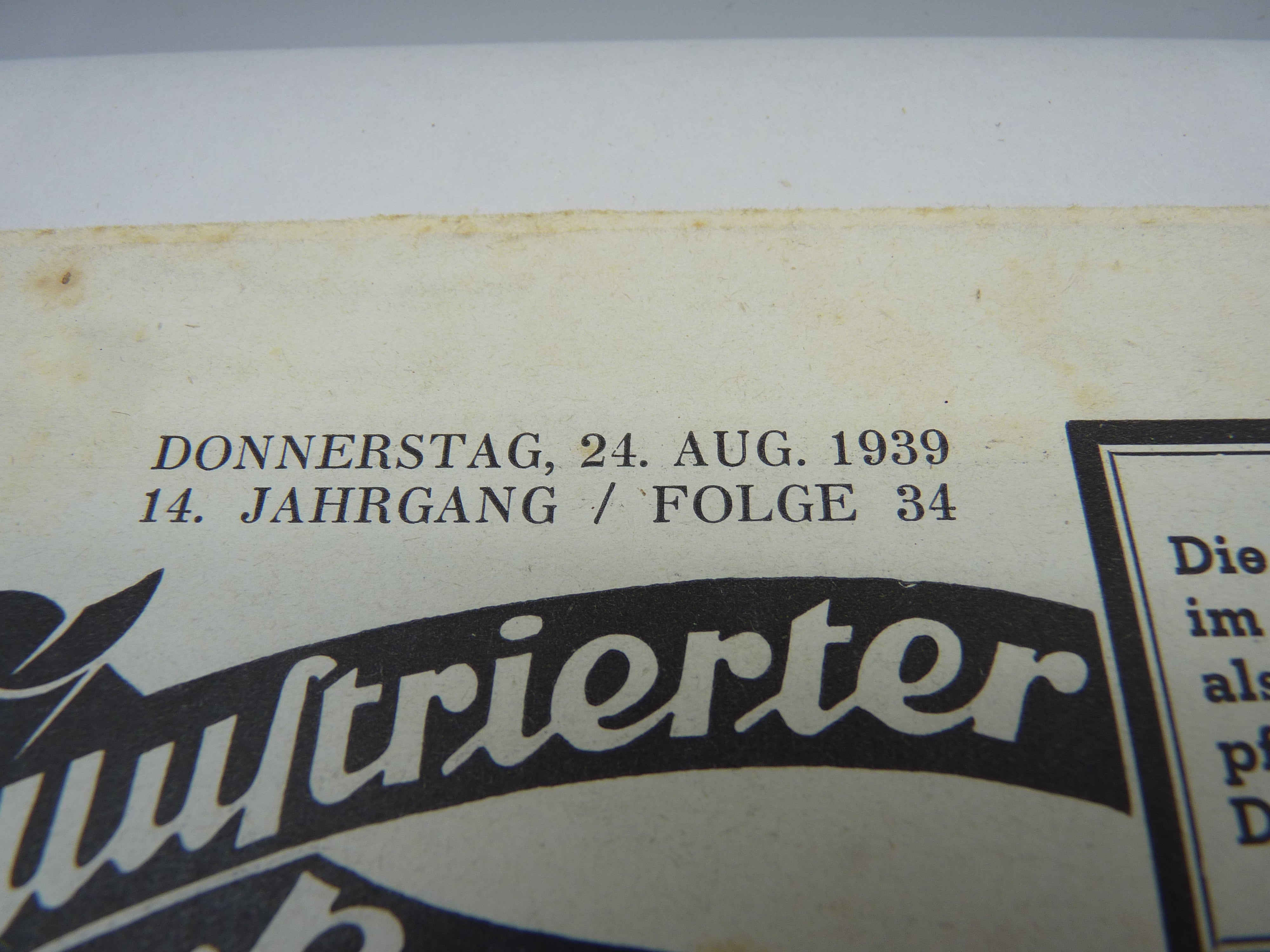 JB Juustrierter Beobachter NSDAP Magazine Original WW2 German - 24th August 1939 - The Militaria Shop