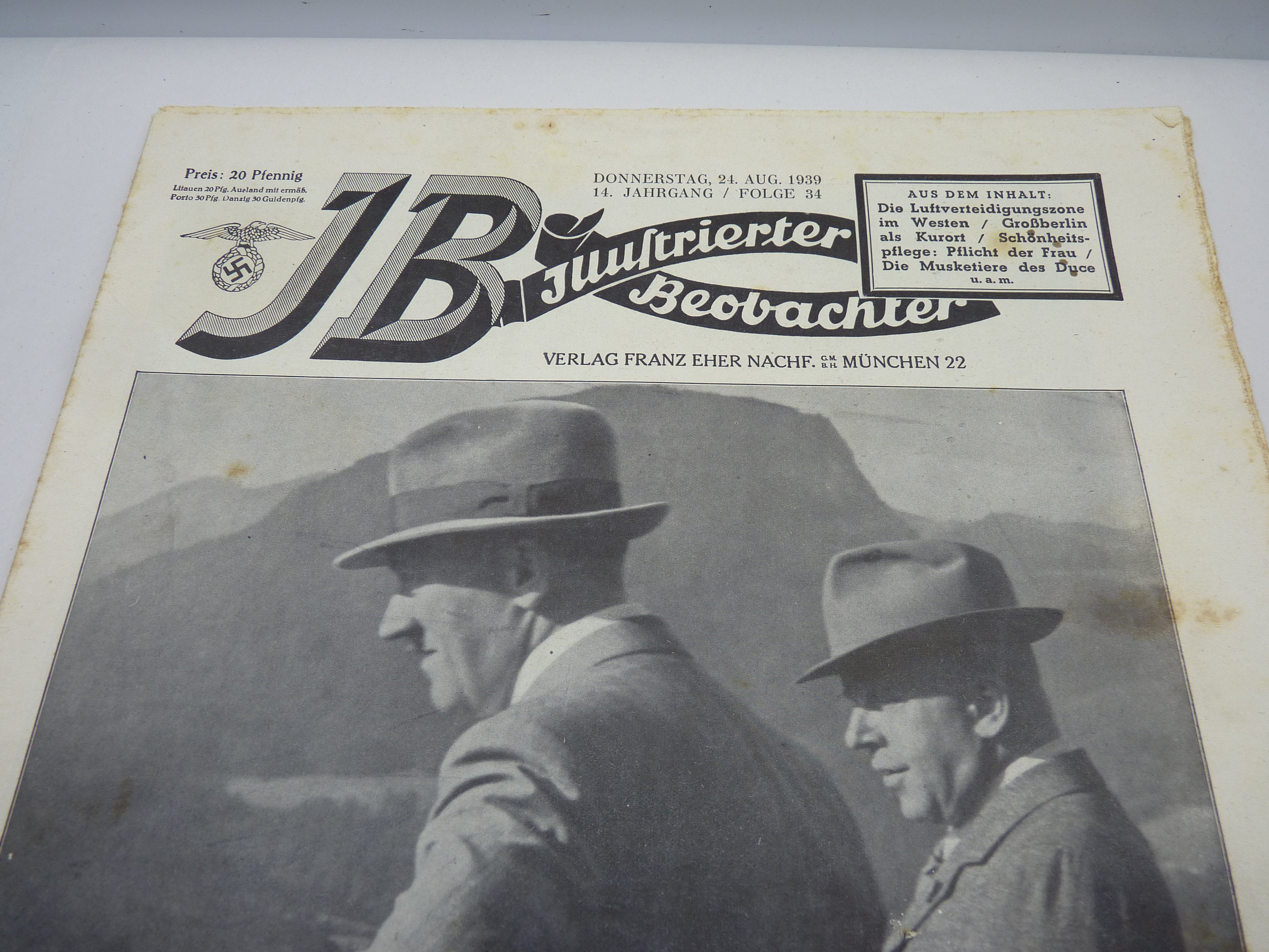 JB Juustrierter Beobachter NSDAP Magazine Original WW2 German - 24th August 1939 - The Militaria Shop