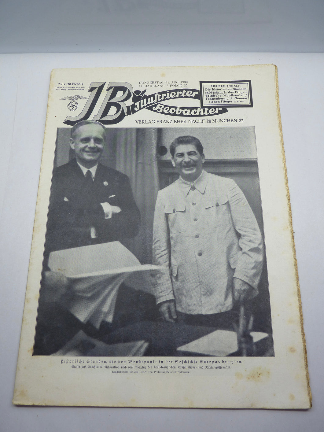 JB Juustrierter Beobachter NSDAP Magazine Original WW2 German - 31st August 1939