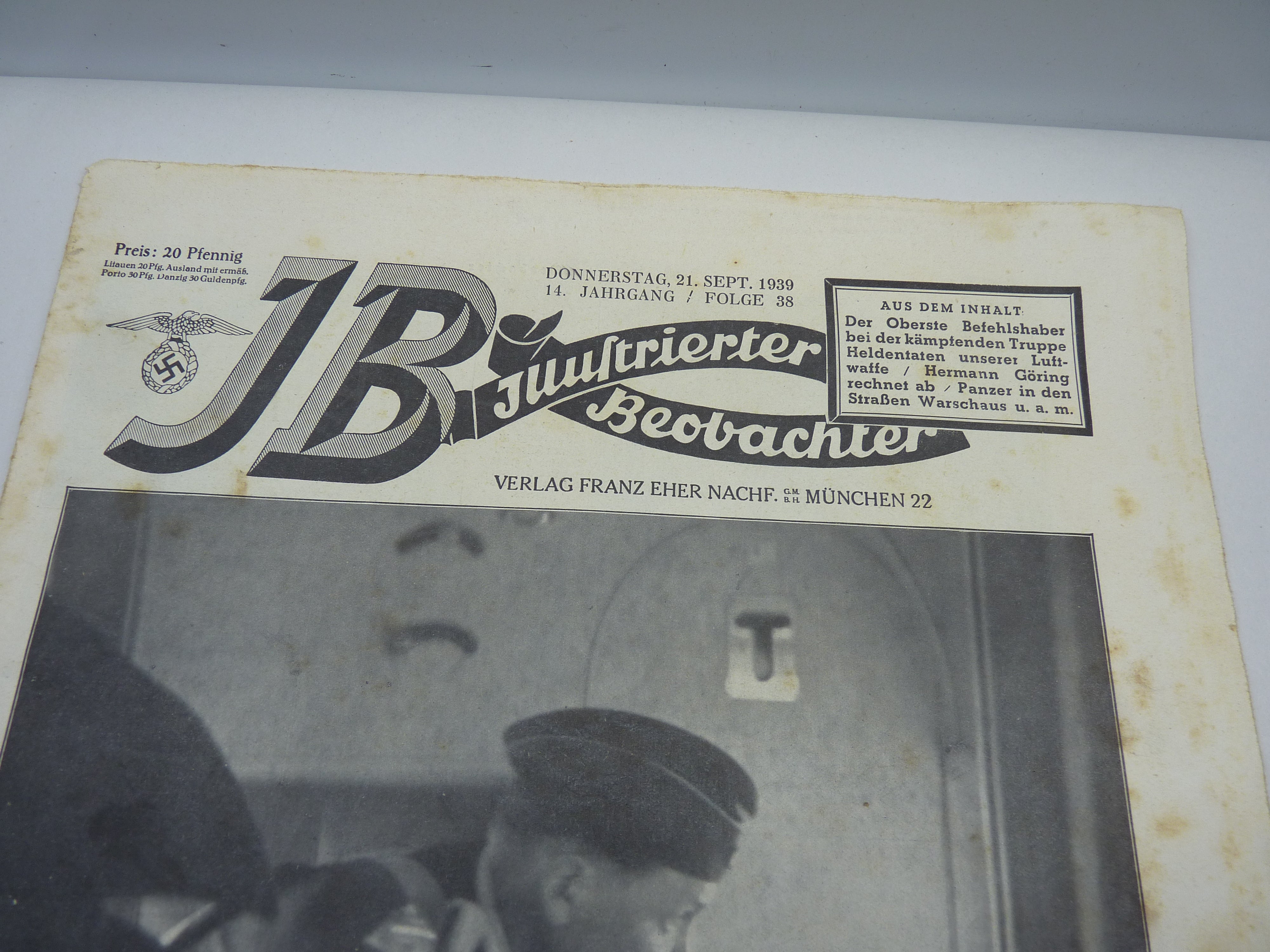 JB Juustrierter Beobachter NSDAP Magazine Original WW2 German - 21st September 1939 - The Militaria Shop