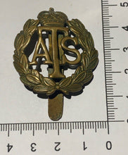 Load image into Gallery viewer, A nice quality WW2 British Army AUXILLIARY TERRITORIAL SERVICE brass Cap Badge. - The Militaria Shop
