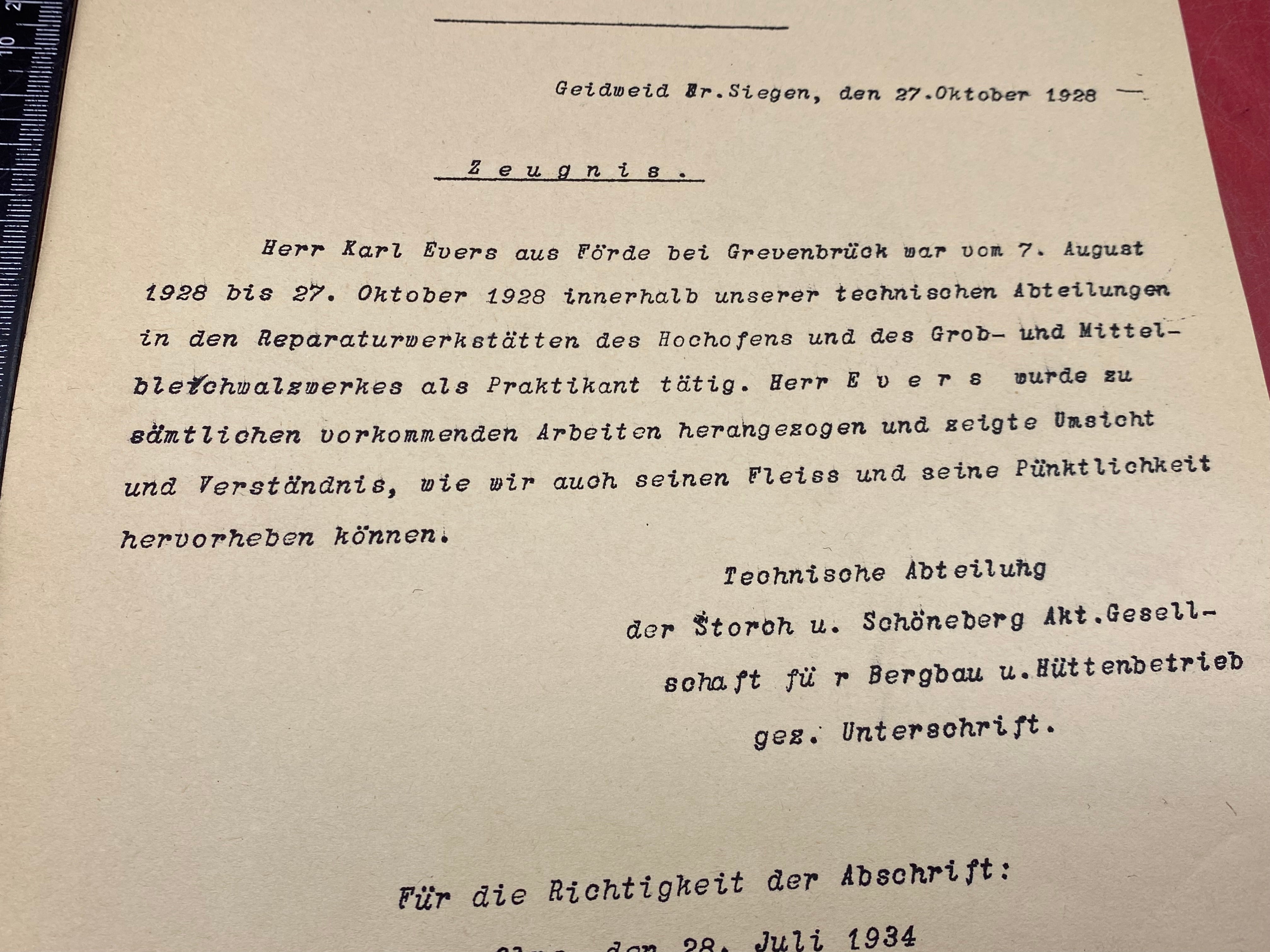 A WW2 German Document Dated 1934. Interesting Original Paper with Stamp - The Militaria Shop