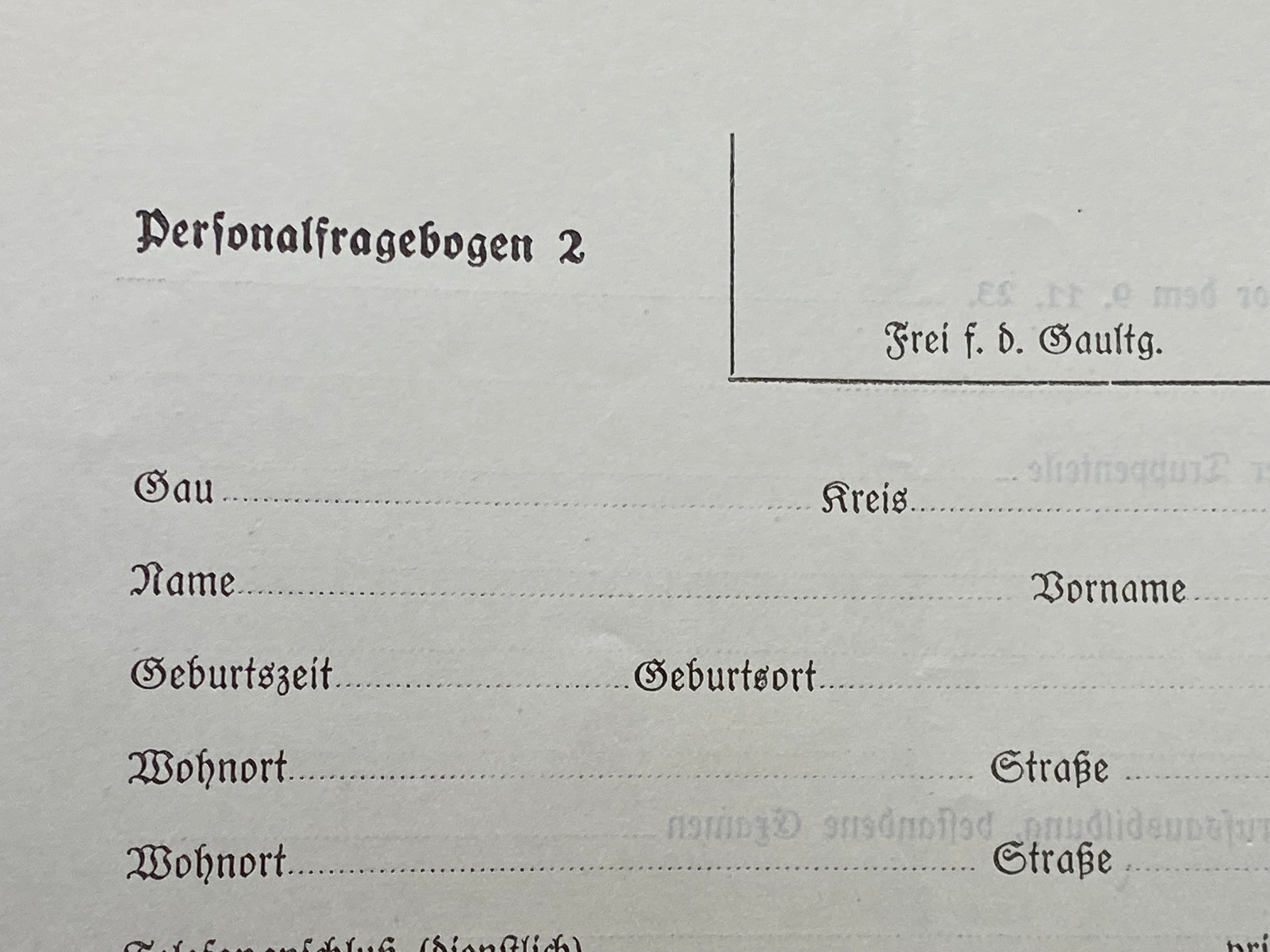 An Interesting Group of Three 1935 Dated NSADP Forms. - The Militaria Shop