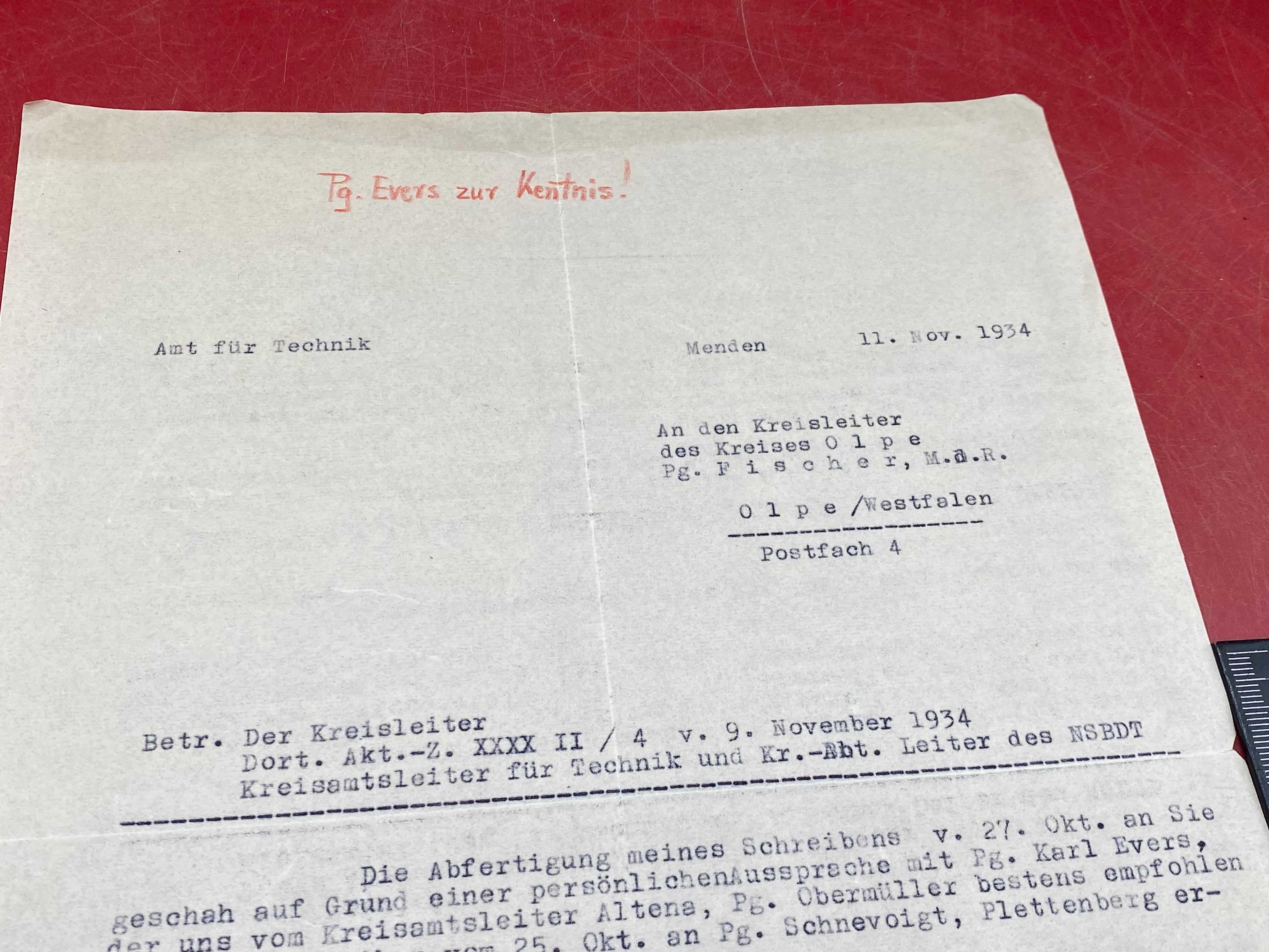 Interesting WW2 German Letter - 1934 Dated With Stamp. - The Militaria Shop