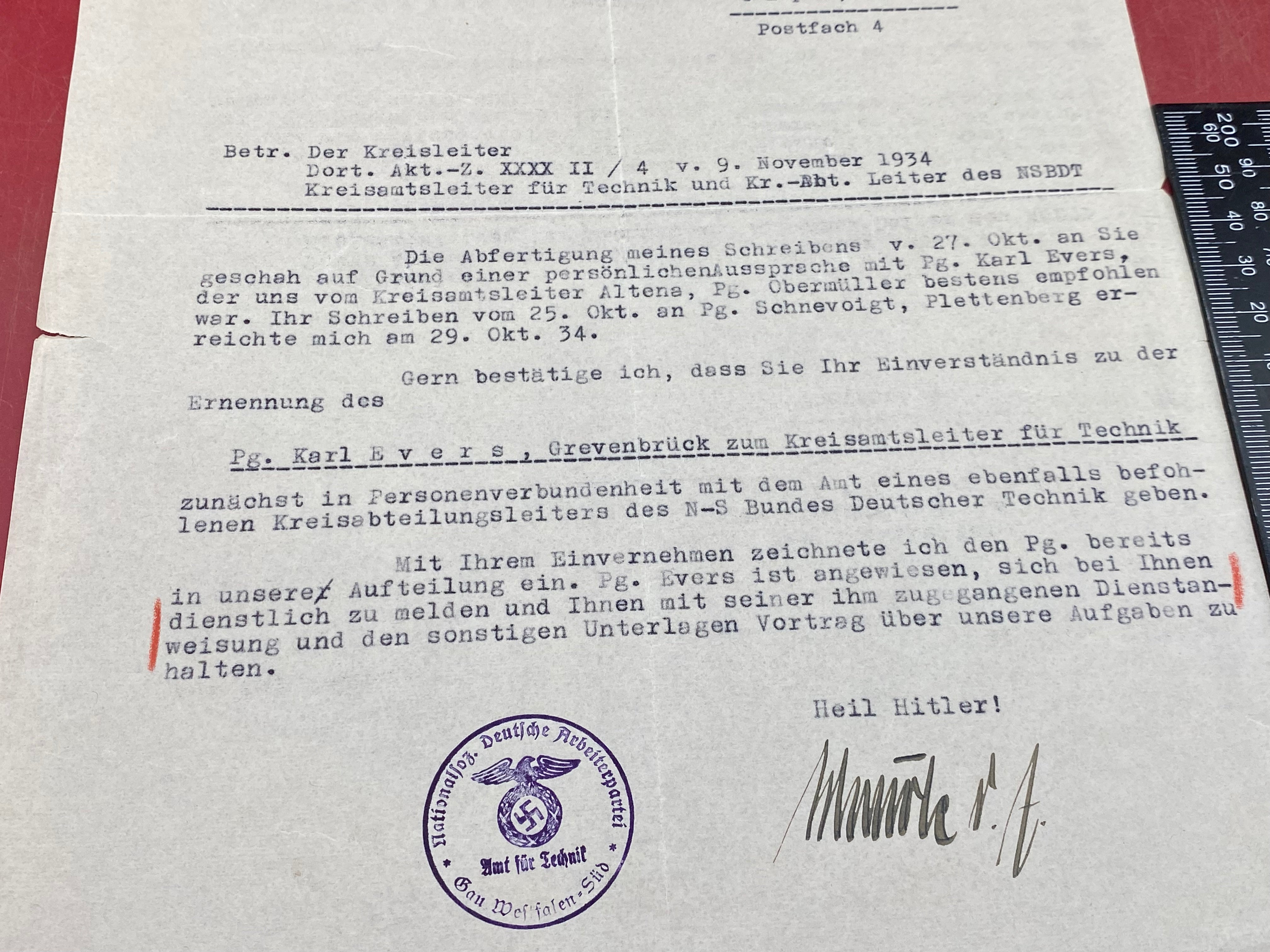 Interesting WW2 German Letter - 1934 Dated With Stamp. - The Militaria Shop