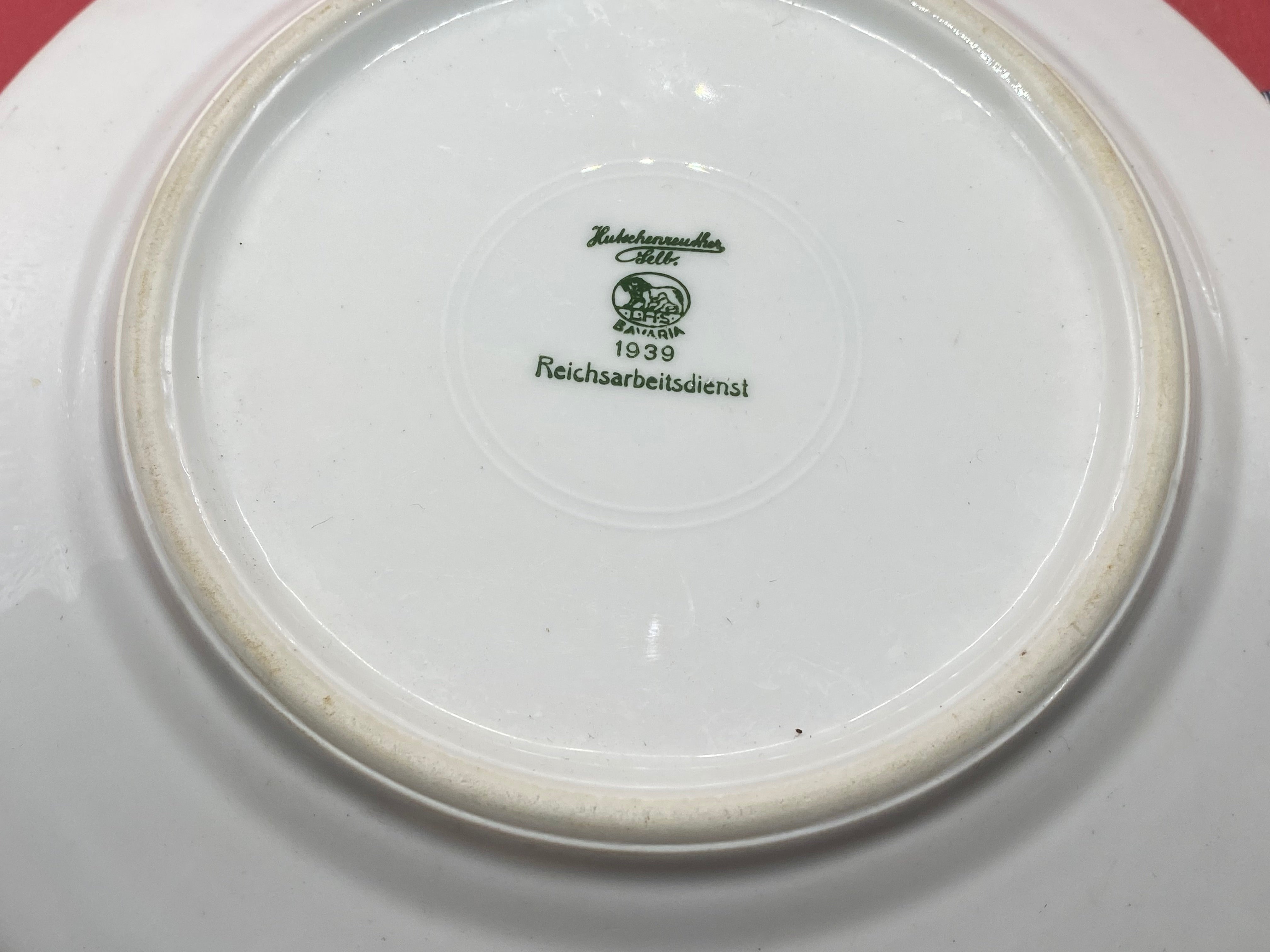 Large Heavy WW2 German RAD White Porcelain Plate. - The Militaria Shop