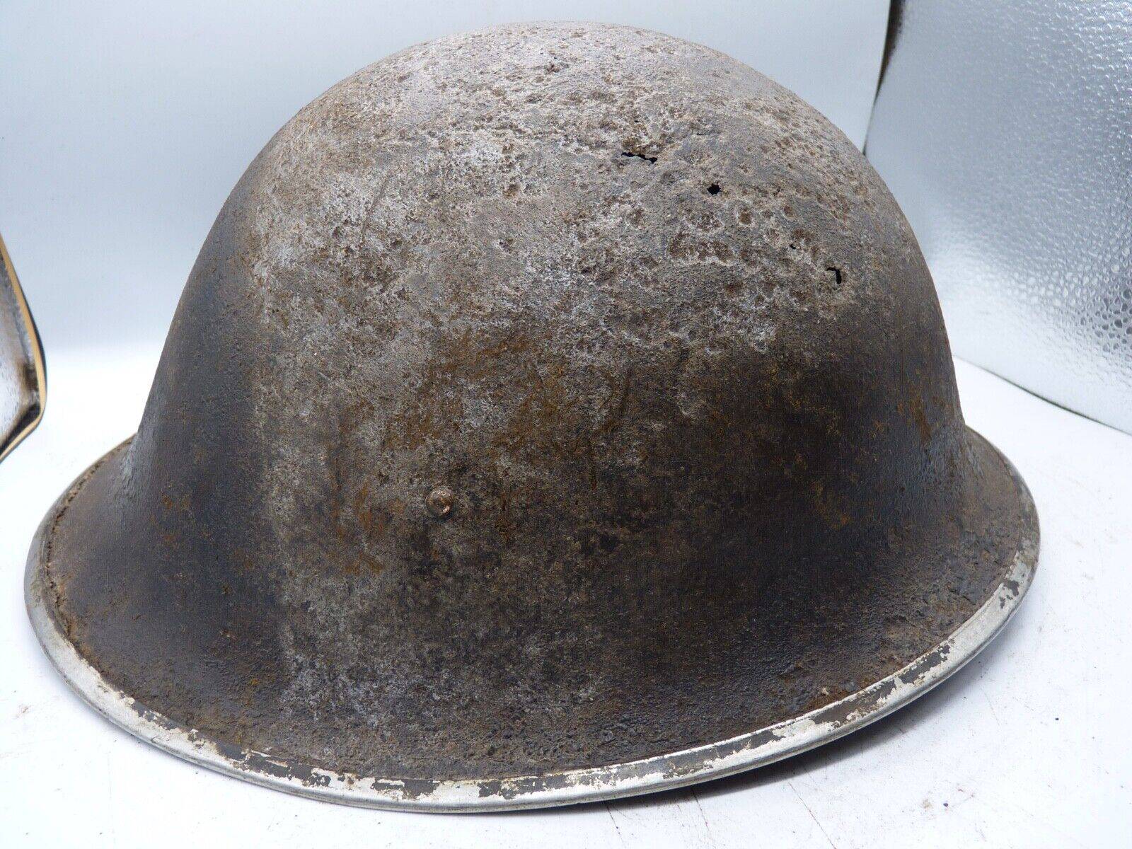 Original WW2 British / Canadian Army Mk3 High Rivet Turtle Army Combat Helmet - The Militaria Shop