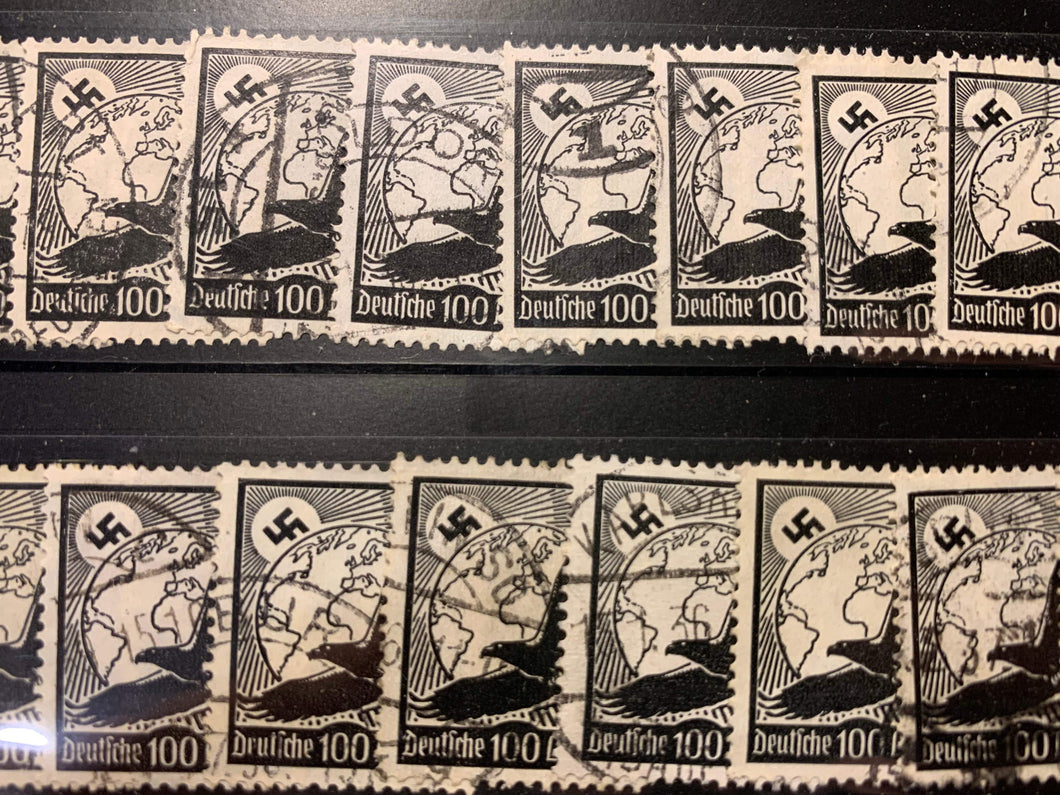 Original WW2 German Deutsche Reich 100 Luftpost Postage Stamp (Black) - The Militaria Shop