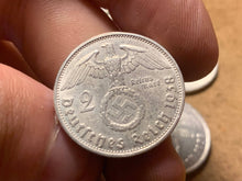 Load image into Gallery viewer, Original WW2 German Money - Silver Coin 1938 Dated - 2 Reichmark
