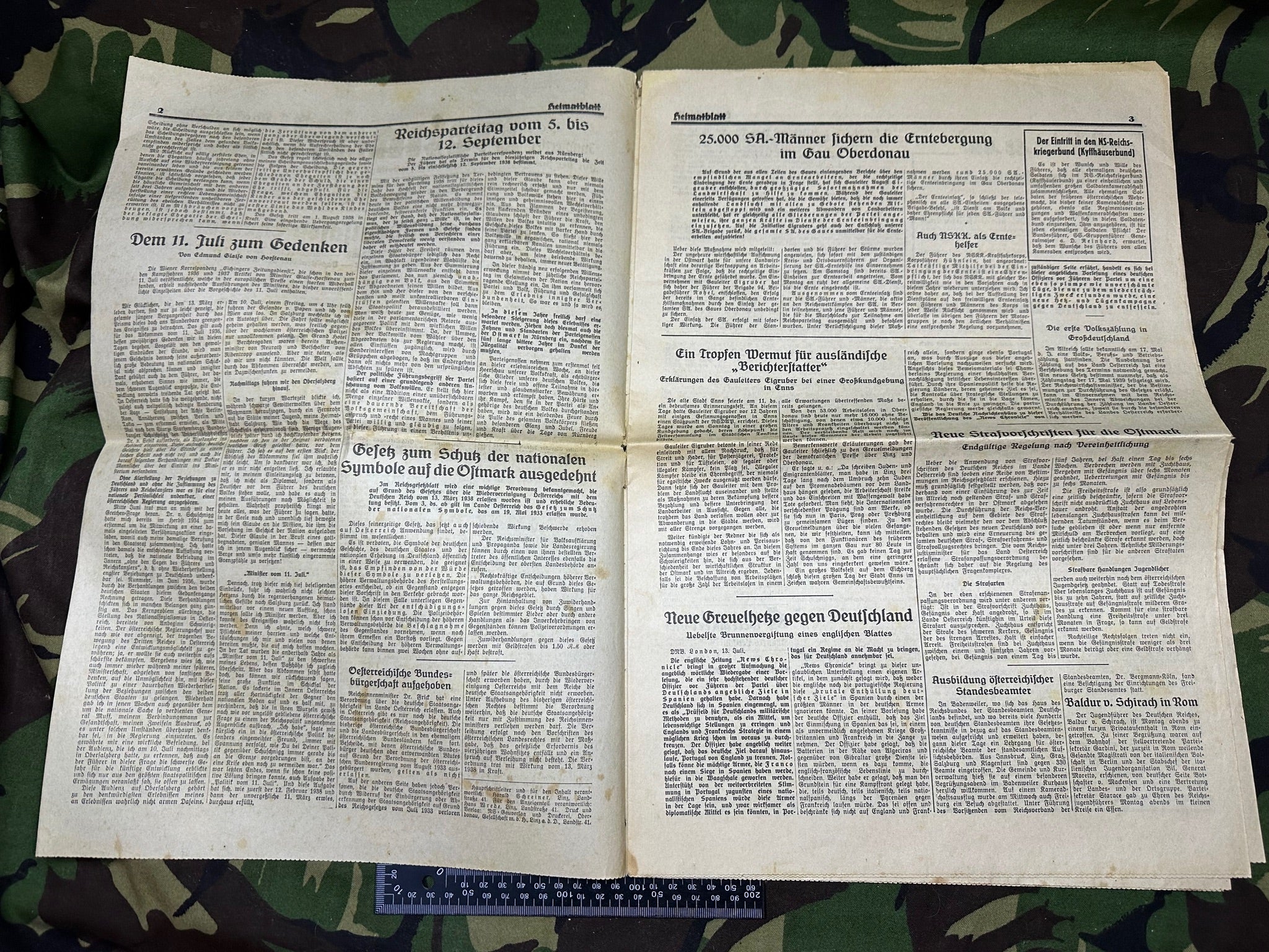 Original WW2 German Party Heimatblatt Political Newspaper - 14th July 1938 - The Militaria Shop