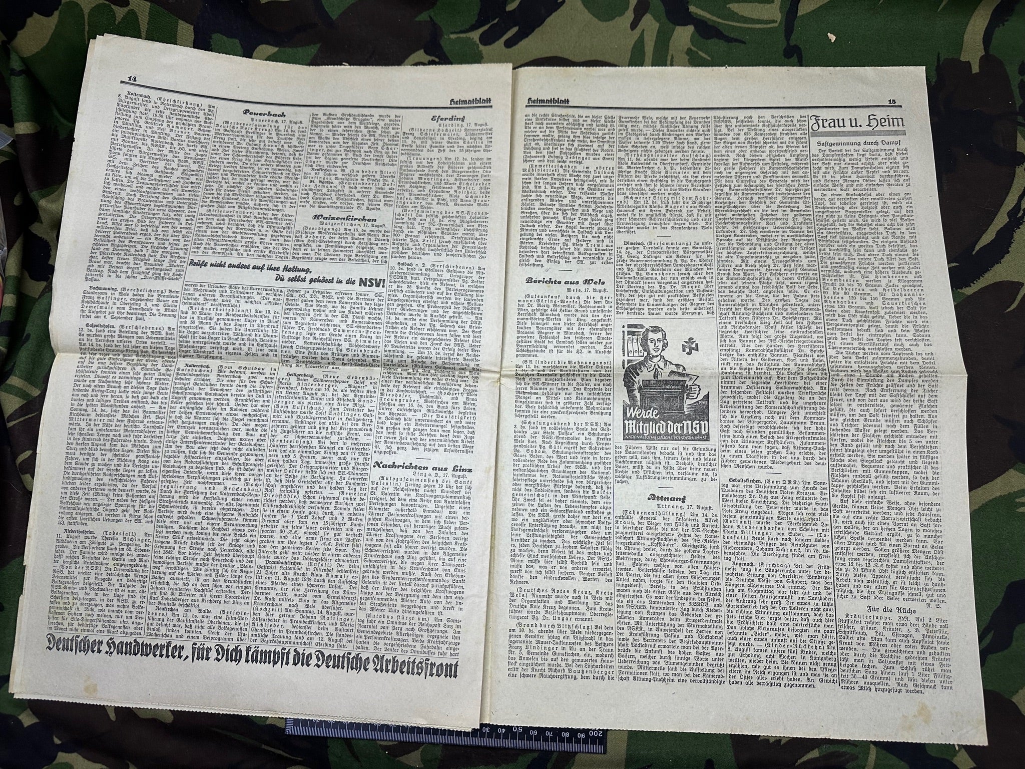 Original WW2 German Party Heimatblatt Political Newspaper - 18th August 1938 - The Militaria Shop