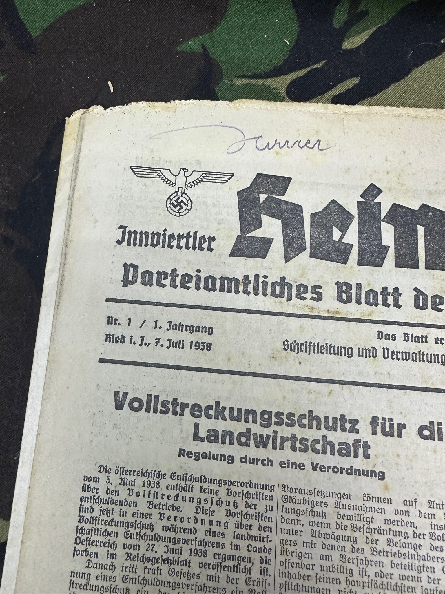 Original WW2 German Party Heimatblatt Political Newspaper - 7th July 1938 - The Militaria Shop