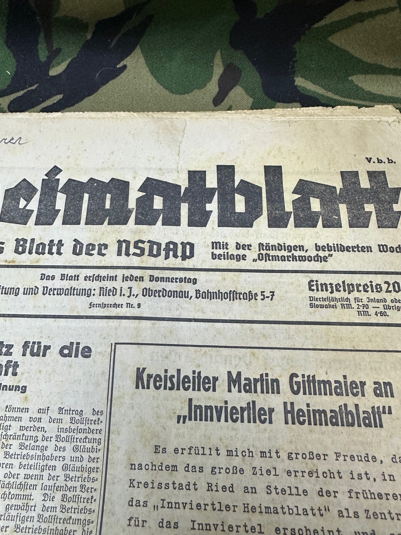 Original WW2 German Party Heimatblatt Political Newspaper - 7th July 1938 - The Militaria Shop